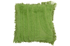 J-LINE KUSSEN TUFTED CURVES + FRANJES – WOL/KATOEN – GROEN – 45 CM