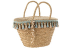 J-LINE STRANDTAS KWASTJES BLAUW/BEIGE – RIET NATUREL