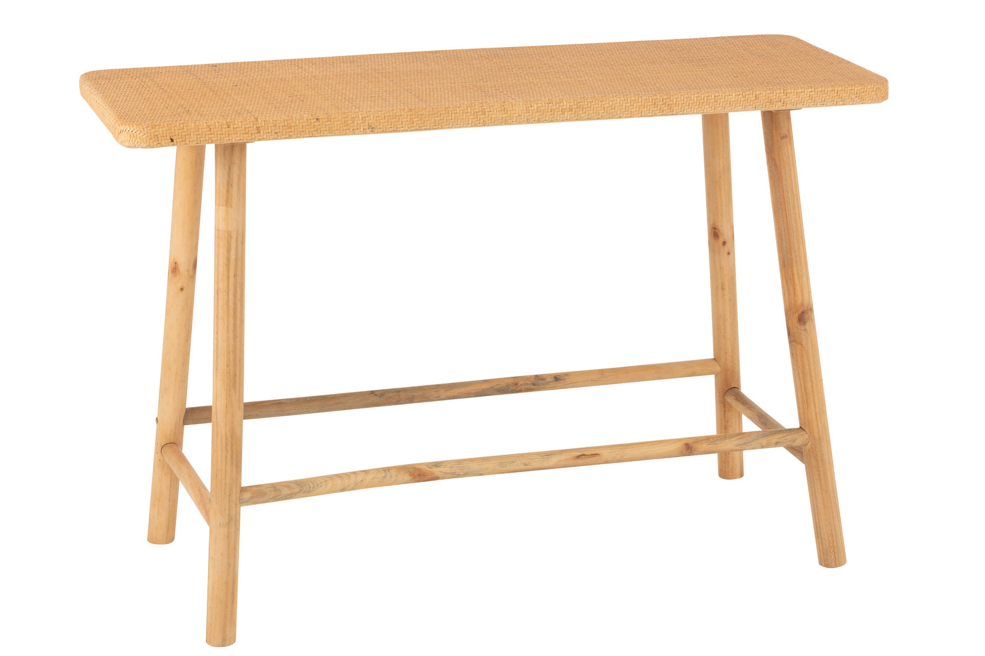 Rechthoekige console van rotan/sparrenhout natuurlijk