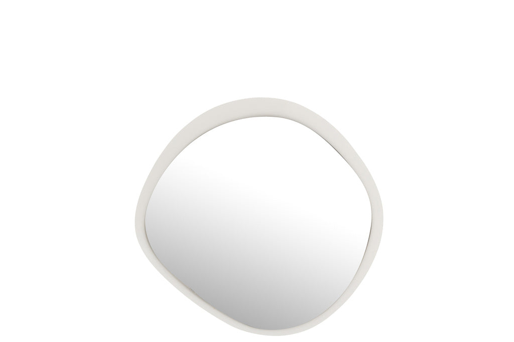 J-LINE WANDSPIEGEL ROND METAAL/GLAS WIT SMALL