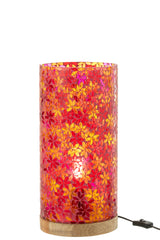 Grote roze tafellamp met bloemenmozaïek van glas