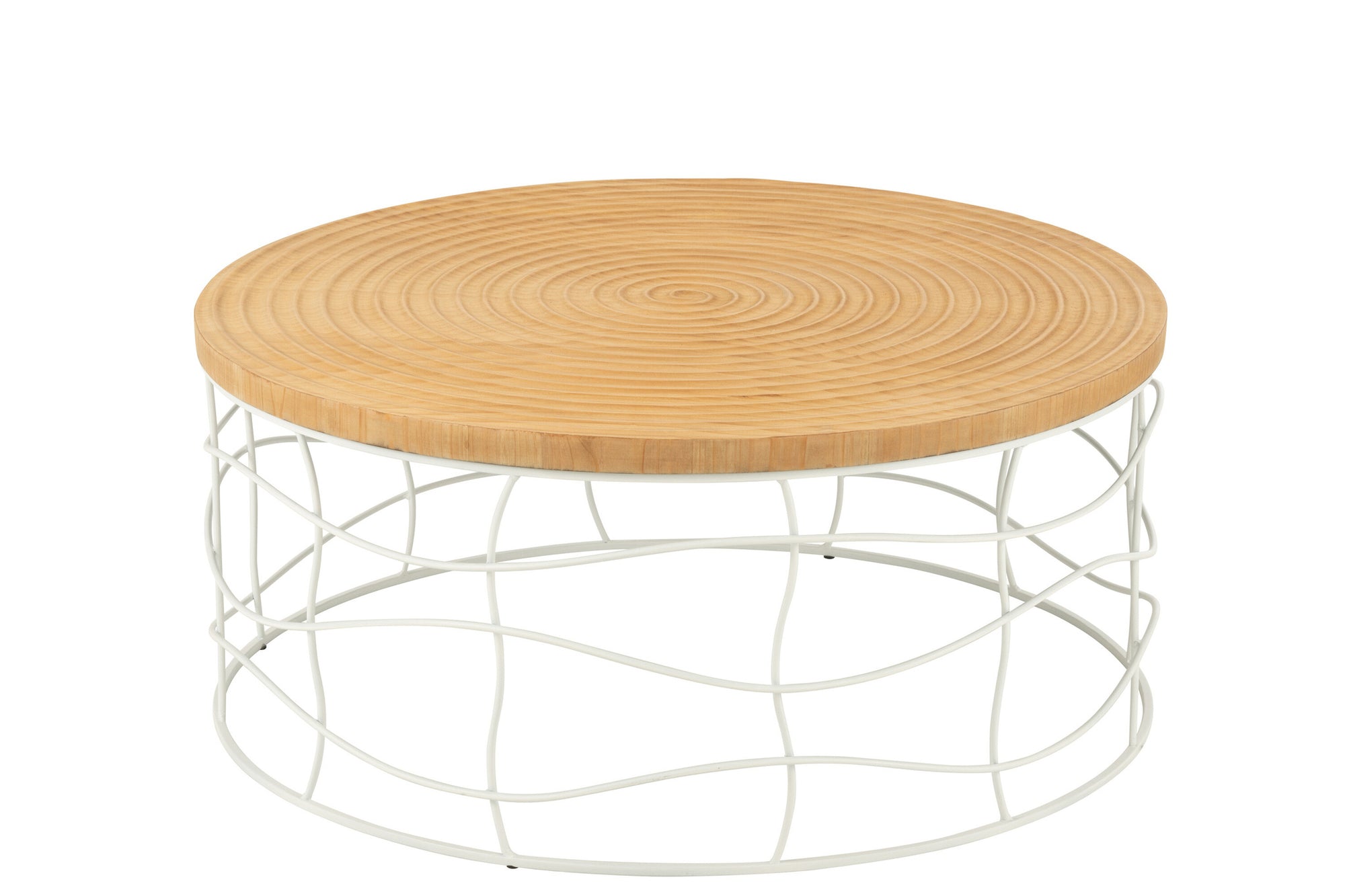 Salontafel Snijwerk IJzer/Dennen Hout Natuurlijk/Wit