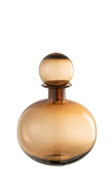 J-LINE DECORATIEVE FLES MET STOP ROND GLAS BRUIN