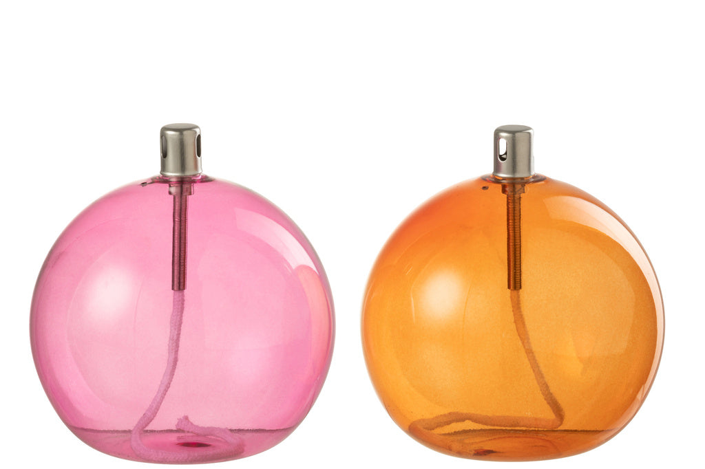 J-LINE OIL LAMP GLASS GOLD/ROSE LARGE ASSORTMENT OF 2