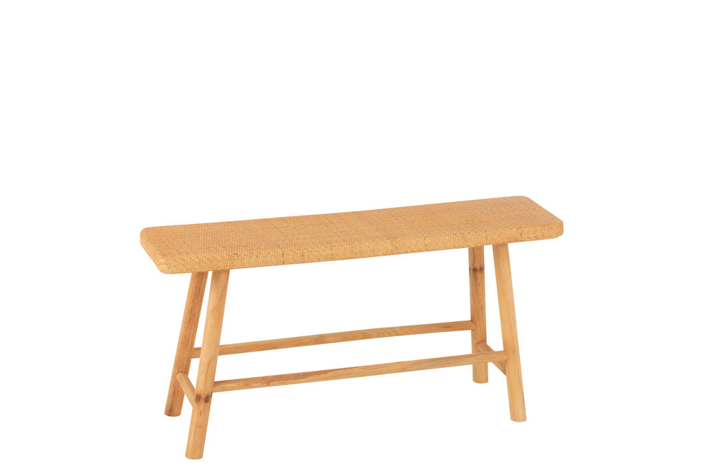 J-Line Bench Rectangular Cane/Fir Wood Natural