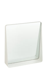 J-LINE WANDSPIEGEL VIERKANT METAAL/GLAS WIT