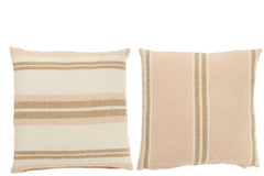 Kussen Strepen Linnen Lichtroze/Wit/Beige Assortiment Van 2