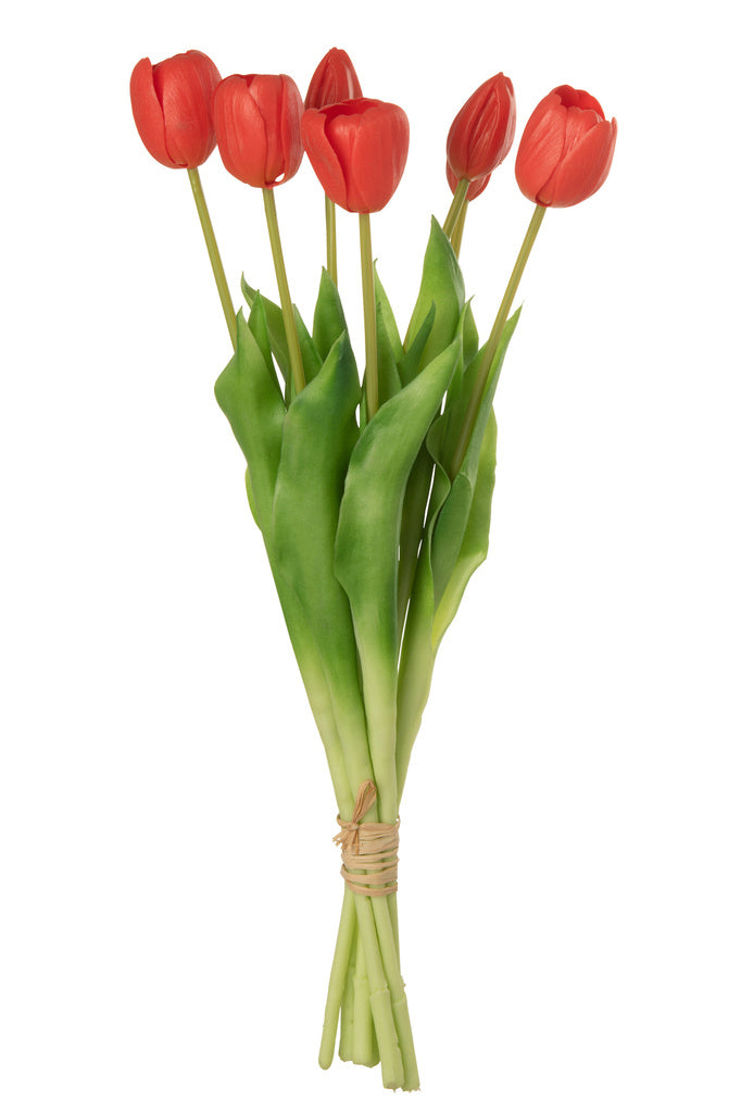 J-Line Bouquet Tulips 7 Pieces PU Coral Pink Large