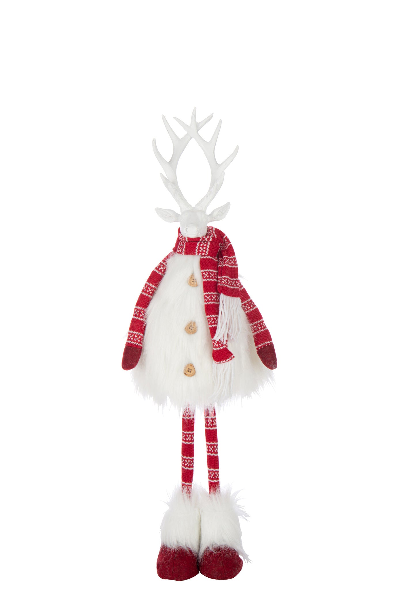 J-LINE HERTENBONT + SJAAL POLYESTER WIT/KERST ROOD MEDIUM