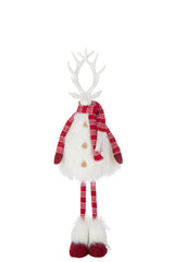 J-LINE HERTENBONT + SJAAL POLYESTER WIT/KERST ROOD MEDIUM