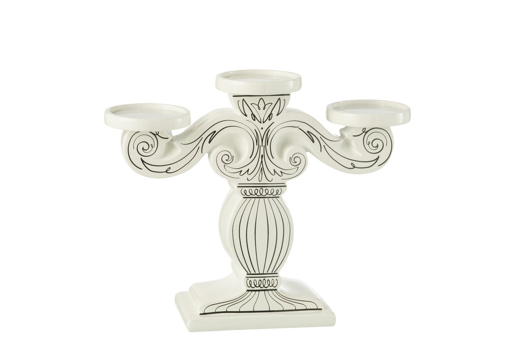 J-LINE KANDELAAR DOLOMIET WIT/ZWART