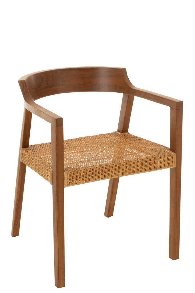 J-LINE DINING CHAIR SQUARE OPEN WEBBING TEAK WOOD BROWN