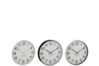 J-LINE WANDKLOK ROND PLASTIC WIT/ZWART SMALL (SET VAN 3)
