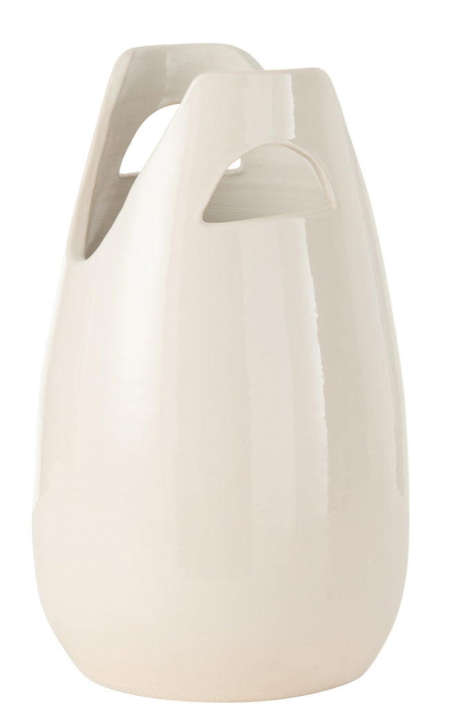 J-LINE VAAS HANDVAT KERAMIEK WIT LARGE