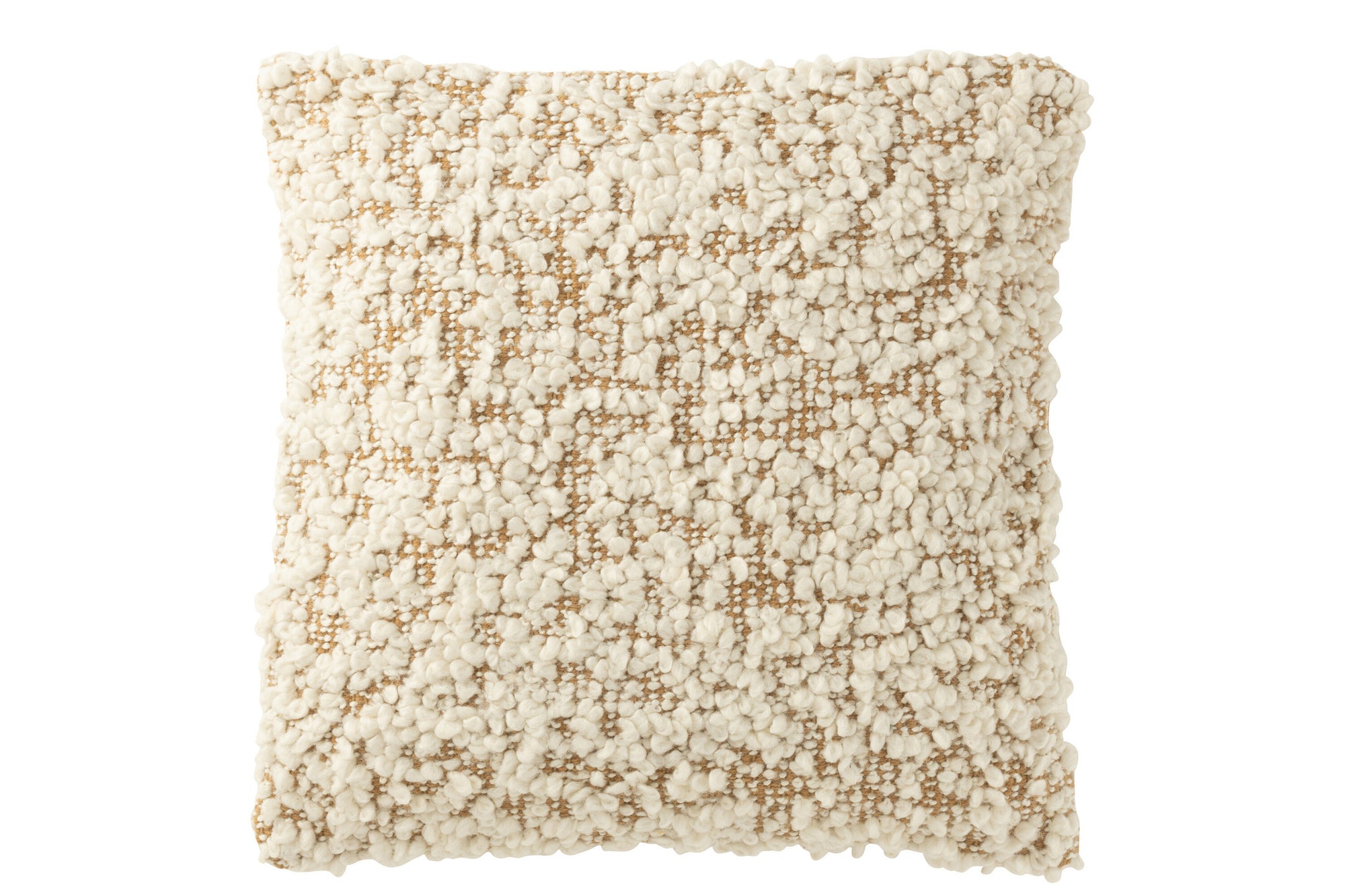 Kussen Vierkant Bouclé Katoen/Polyester Kameel/Crème