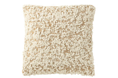 Kussen Vierkant Bouclé Katoen/Polyester Kameel/Crème