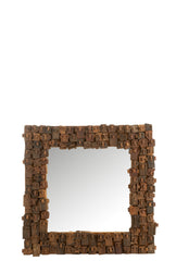 J-LINE SPIEGEL SYMA GERECYCLED HOUT/GLAS – NATUUR KLEIN