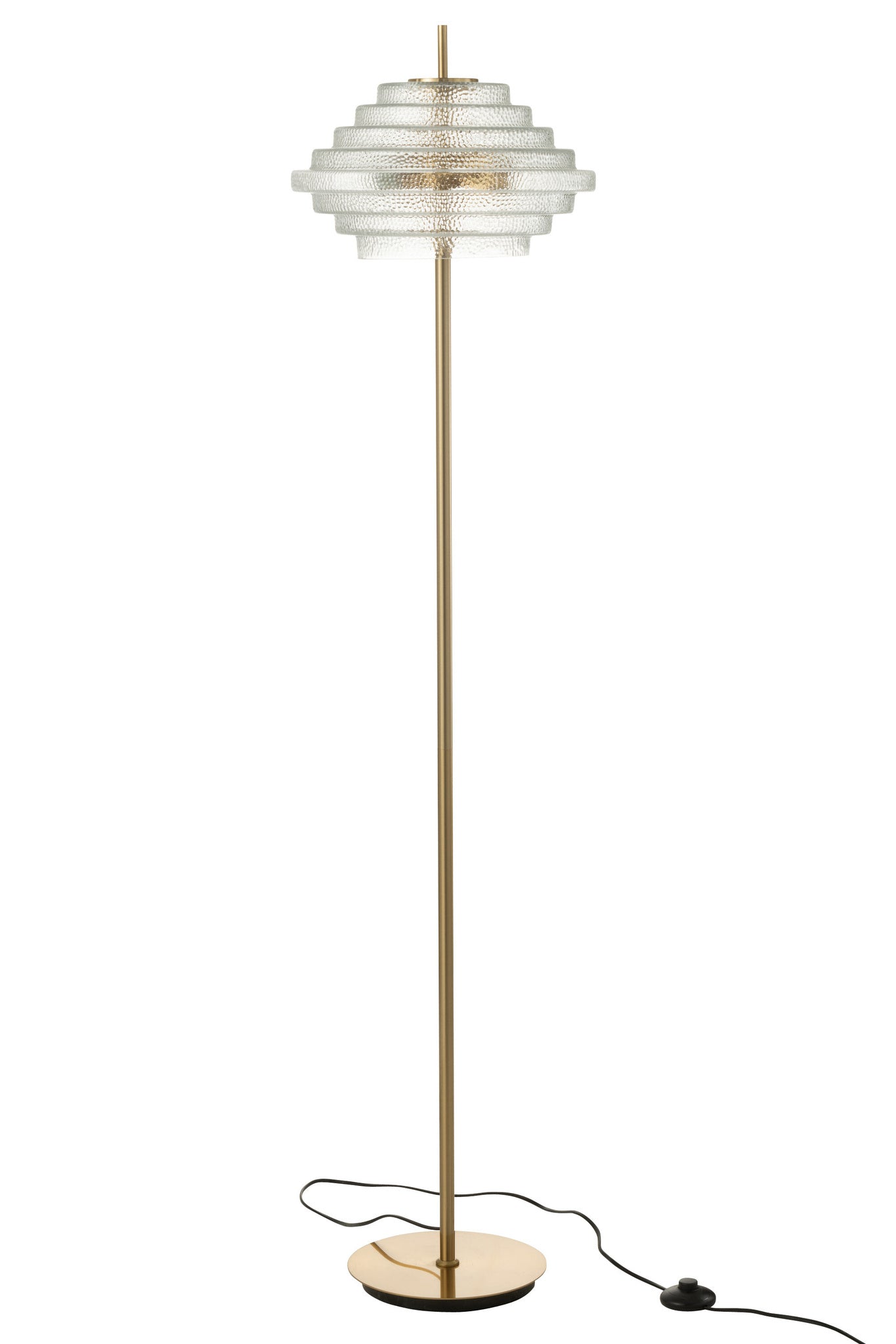 Lamp op voet LED goudkleurig metaal/doorzichtig glas