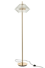 Lamp op voet LED goudkleurig metaal/doorzichtig glas