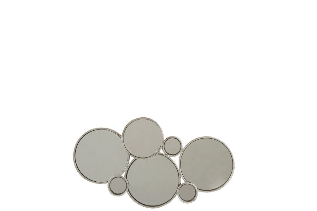 J-LINE SPIEGEL 6 CIRCLES METAAL ZILVER