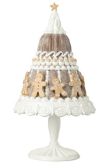 J-LINE GEMBERKOEKTAART MET GEMBERMANNETJES LIMOEPOEDER BEIGE/WIT