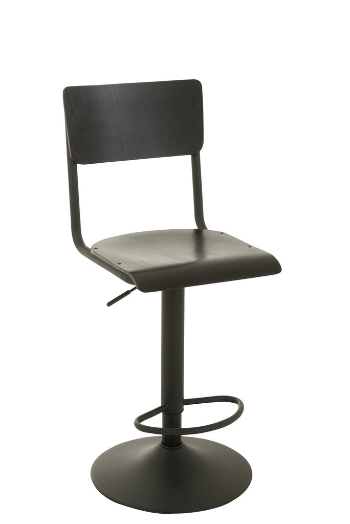 J-LINE BARKRUK – HOUT/METAAL – ZWART – INDUSTRIEEL DESIGN