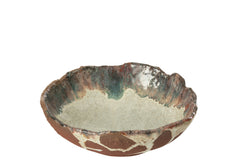 J-LINE TRAY DECORATIEVE NAGA KERAMIEK ROESTBRUIN MEDIUM
