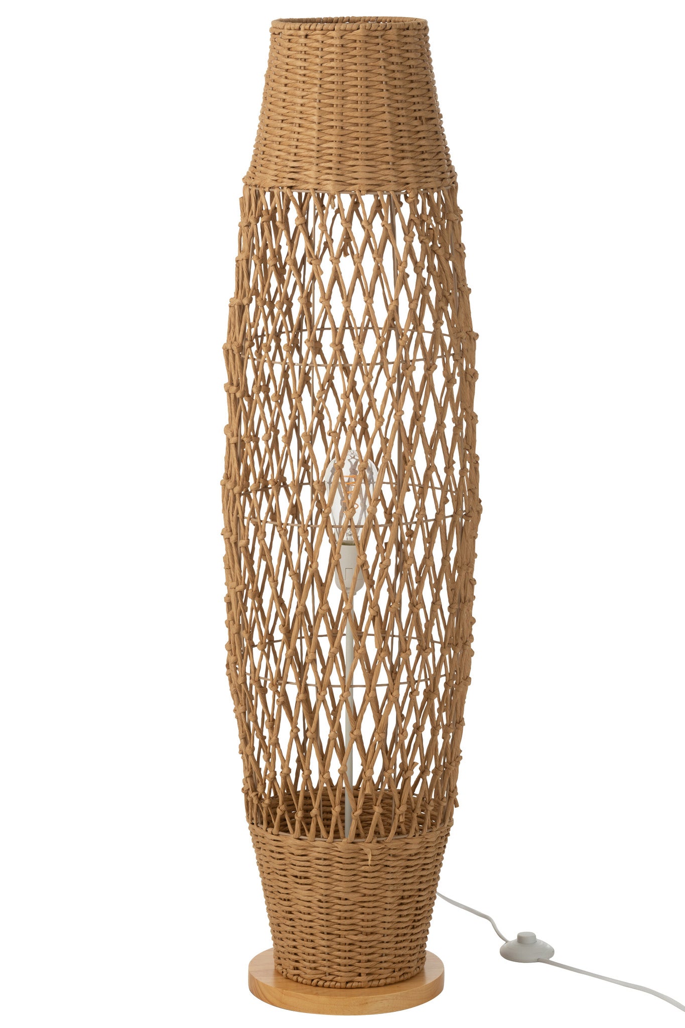 Gevlochten metalen vloerlamp donker naturel
