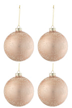 J-LINE DOOS VAN 4 KERSTBALLEN SUIKERGLAS MAT LICHTROZE GROOT