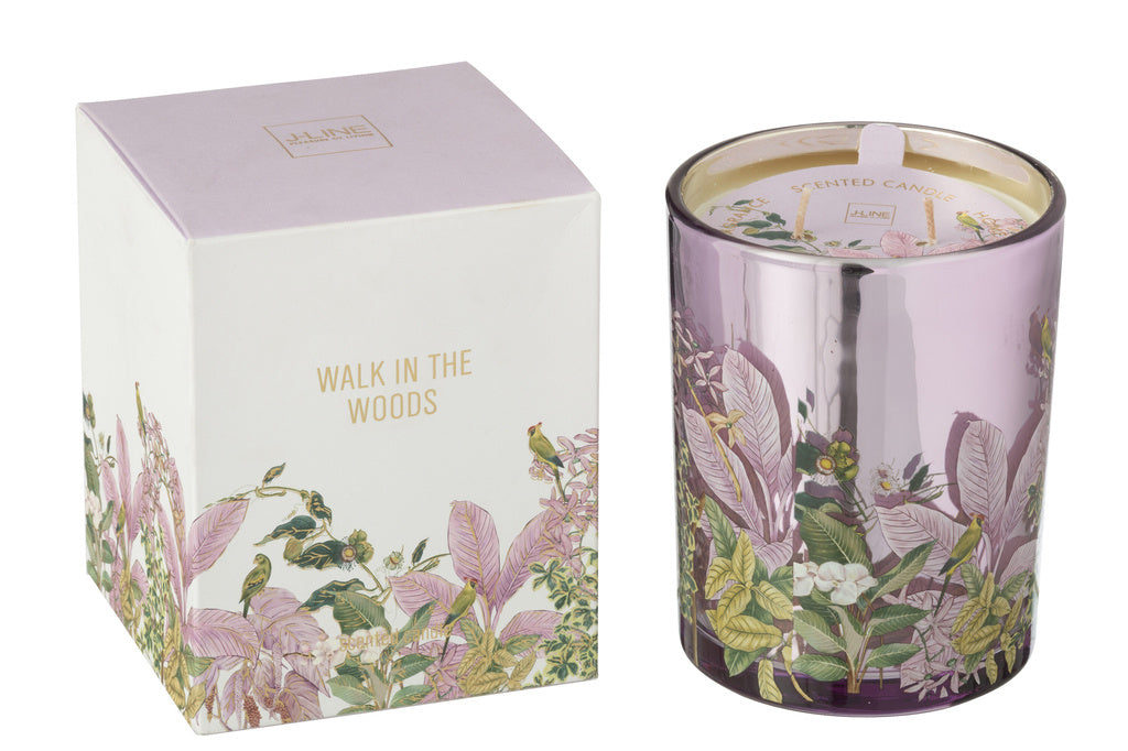 J-Line Scented Candle Walk In The Woods Wax Pink Large - 70 Hours