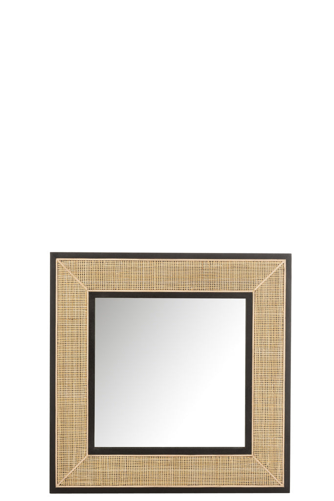 J-LINE SPIEGEL MOLLY EXOTISCH HOUT / ZWART ROTAN SMALL