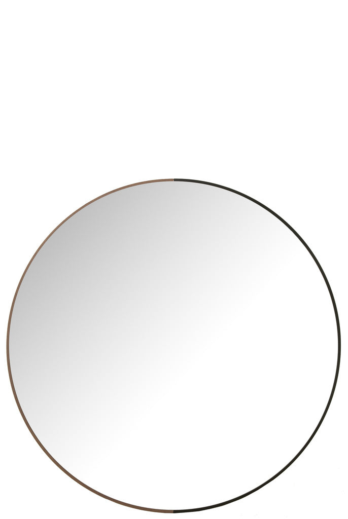 J-LINE RONDE SPIEGEL METAAL/HOUT ZWART LARGE