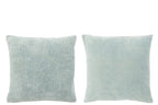 Kussen Velvet Vierkant Katoen Blauw Assortiment Van 2