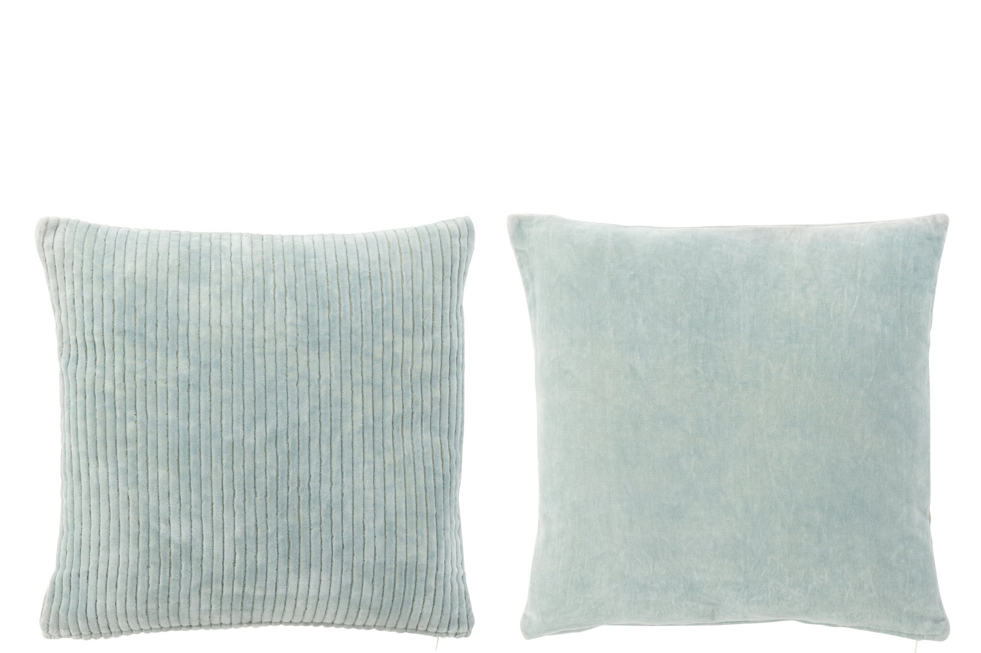 Kussen Velvet Vierkant Katoen Blauw Assortiment Van 2