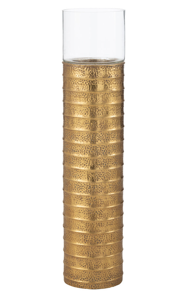 J-LINE KANDELAAR PILLAR – METAAL/GLAS GOUD – LARGE