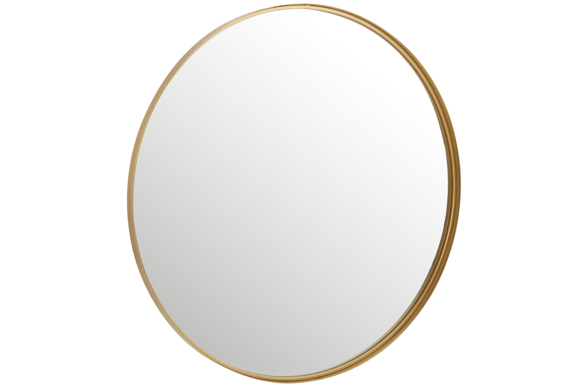 Ronde spiegel met hoge rand, metaal/glas, goud, groot