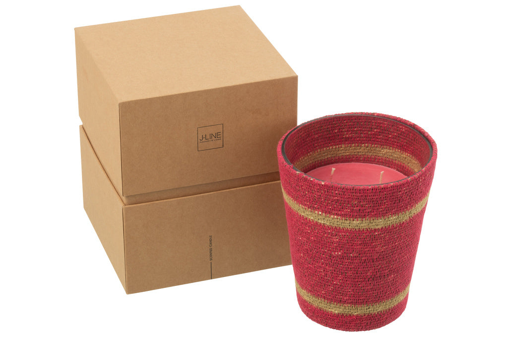 J-LINE GEURKAARS IN MAND – FUCHSIA/RATTAN/GLAS GROOT – 75 UUR