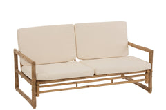 2-zitsbank bamboe+textiel naturel/wit