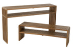 Set van 2 consoles met plank van gerecycled teakhout in natuurlijke kleur.