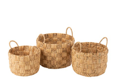 J-LINE SET VAN 3 MANDEN ROND WATERHYACINT NATUUR