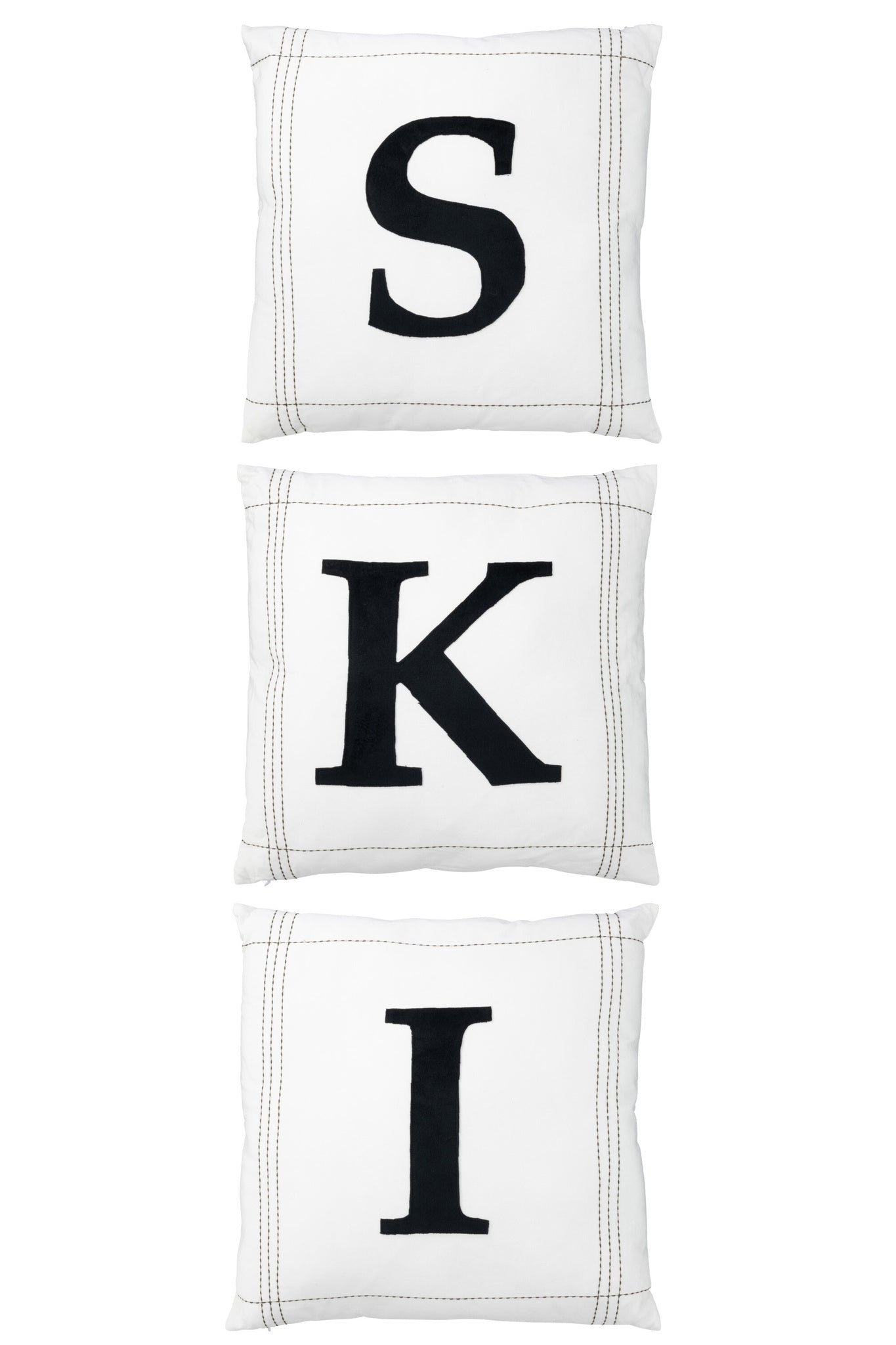 Kussen S-K-I Katoen Wit Set van 3