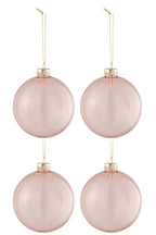 J-LINE DOOS VAN 4 KERSTBALLEN REGULIER TRANSPARANT LICHTROZE MEDIUM