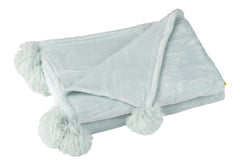 J-LINE PLAID POMPOM POLYESTER LICHTBLAUW