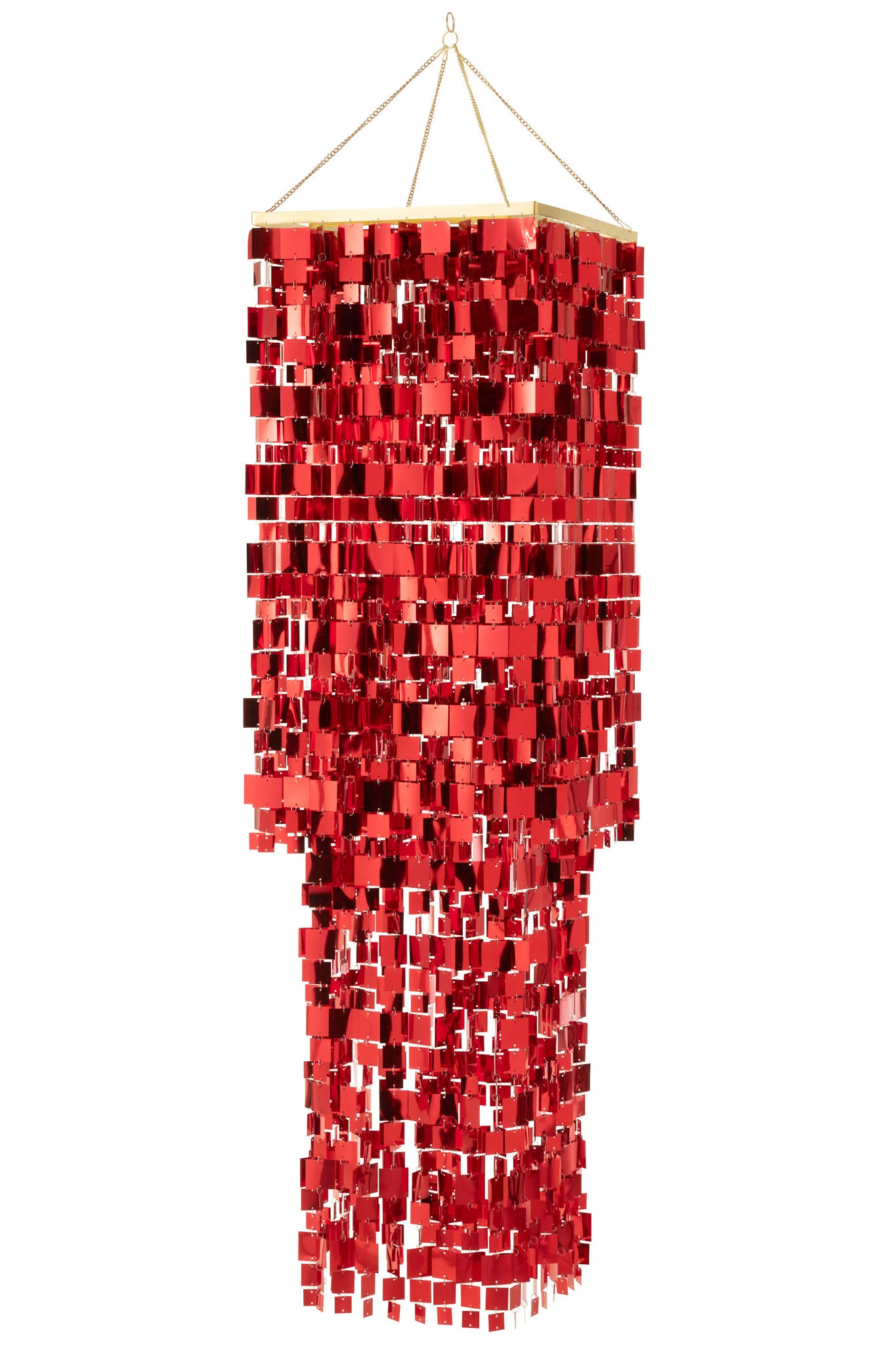 Vierkante PVC-lampenkap voor kroonluchter, rood, groot