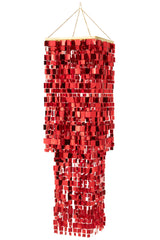 Vierkante PVC-lampenkap voor kroonluchter, rood, groot