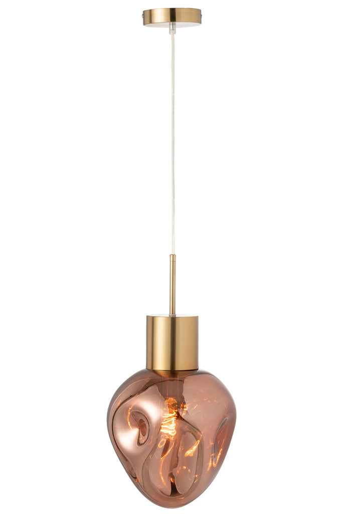 J-LINE HANGLAMP METAAL/GLAS GOUD/KOPER