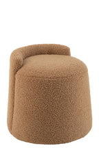 Poef Teddy Rond+Rugleuning Bouclé Camel