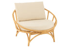 J-LINE STOEL + KUSSEN – RATTAN/TEXTIEL – NATURAL/WHITE – 98 CM