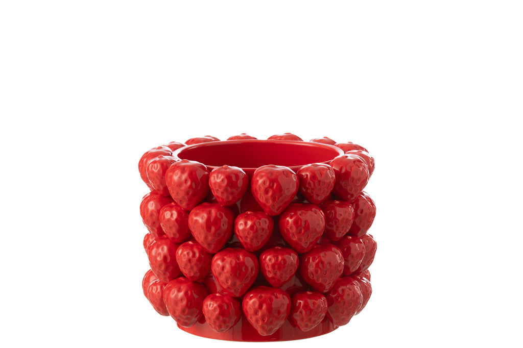 J-LINE BLOEMPOT STRAWBERRIES – KERAMIEK ROOD LARGE