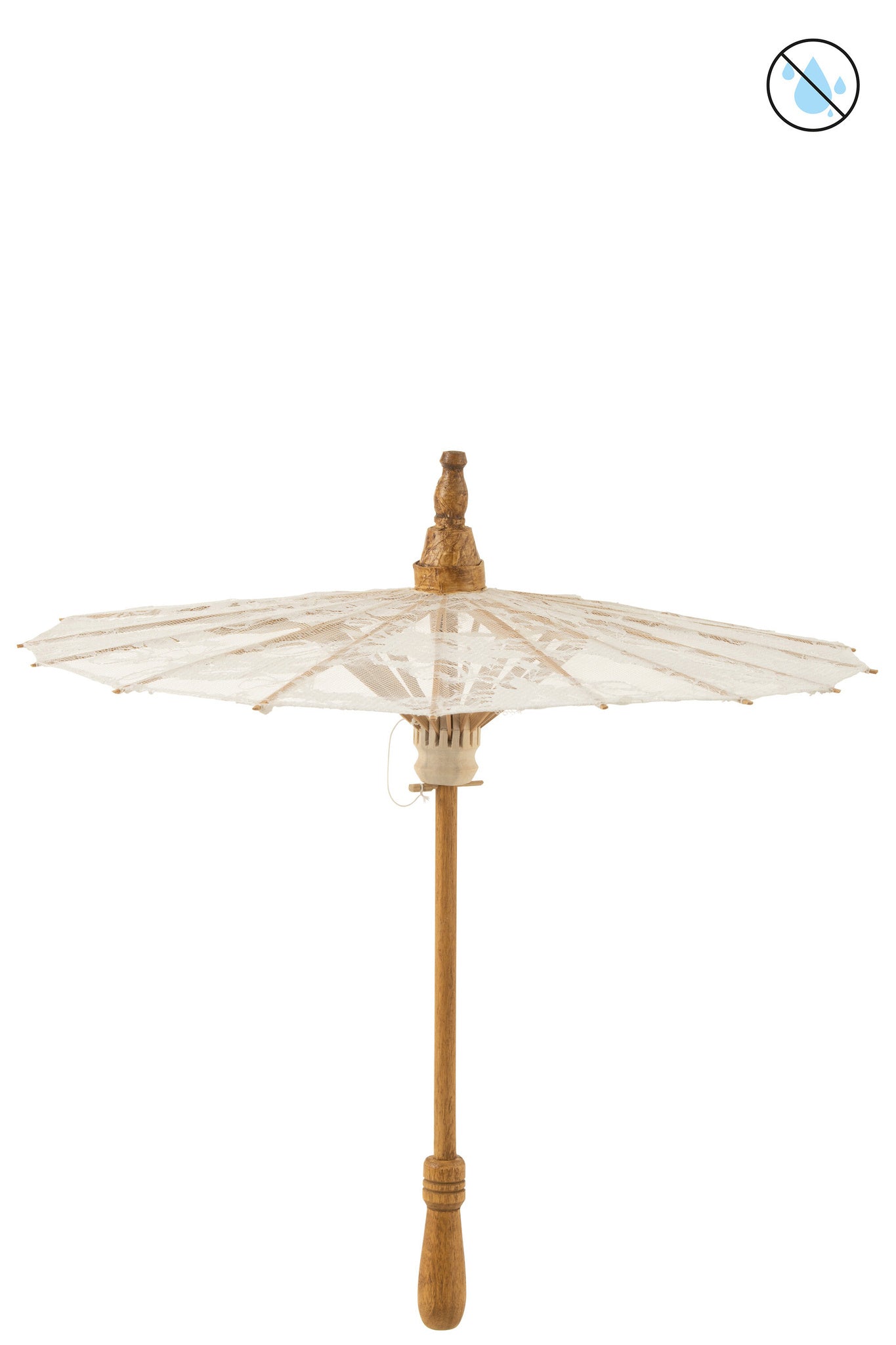 Parasol Patronen Kant Katoen/Hout Wit